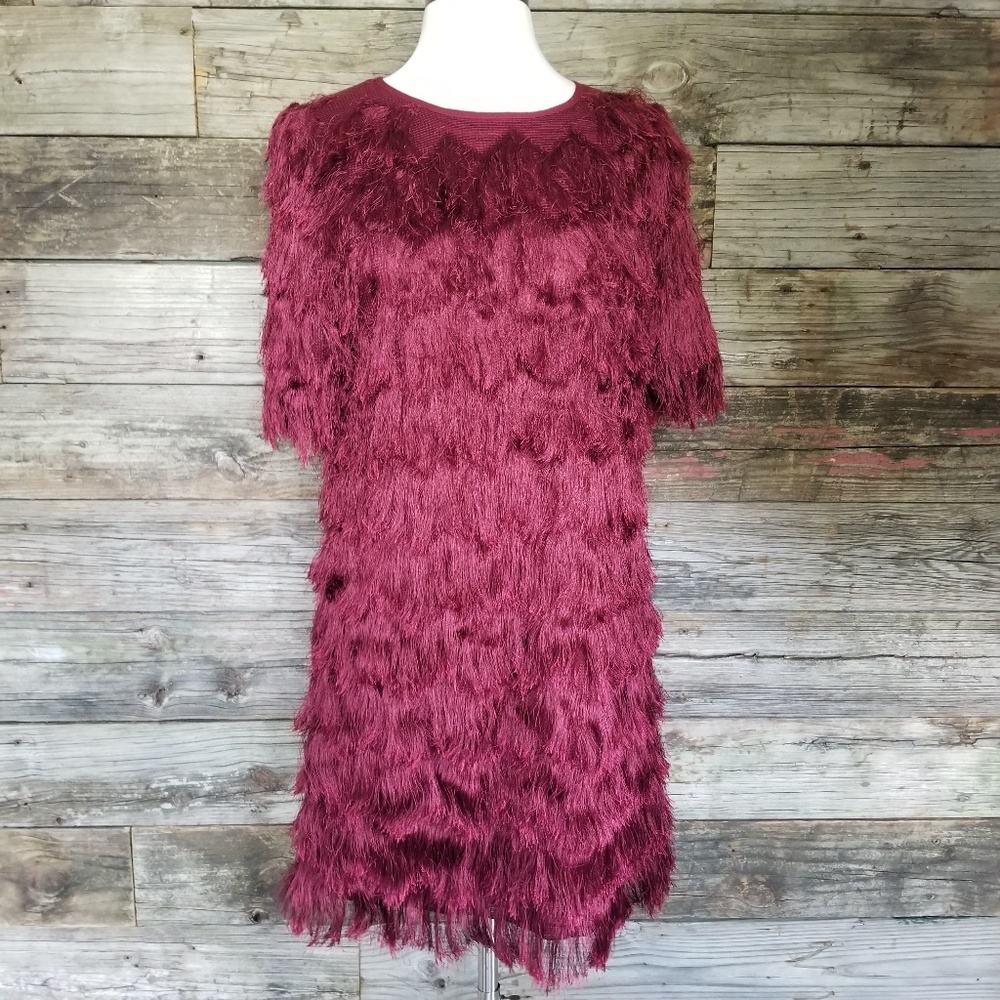 Tularosa  Fringe Burgundy Dress S
